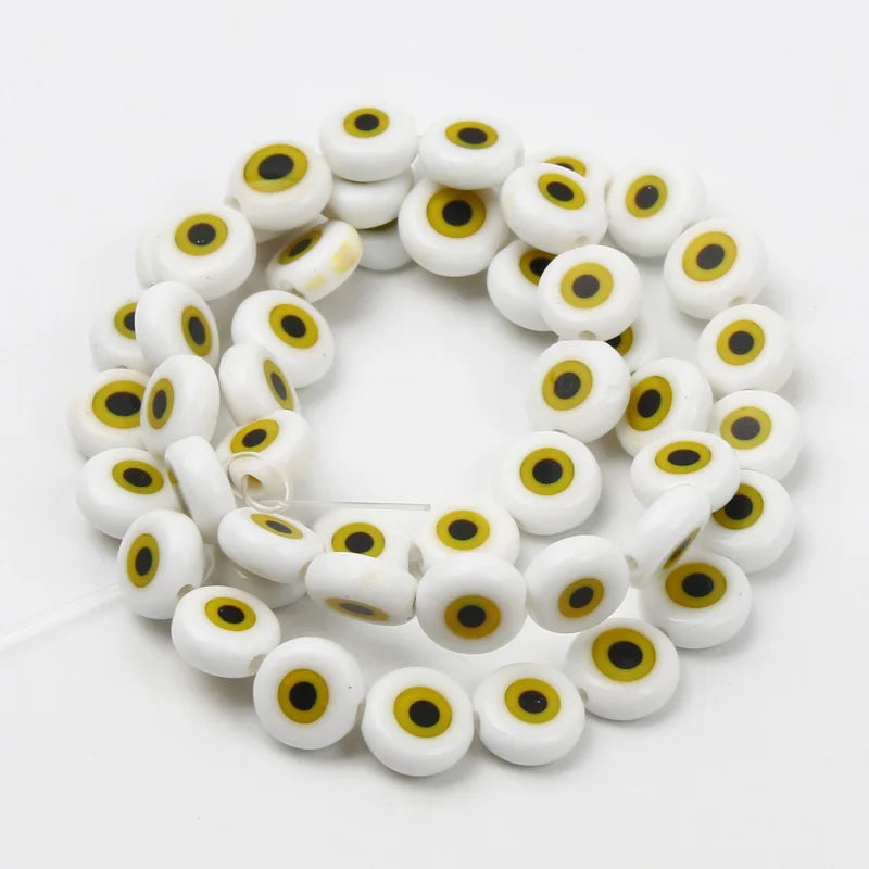 8mm 48 pçs contas de vidro natural liuli pulseira olho contas frisado pulseira feminino masculino jóias amuleto mal nazar olho charme