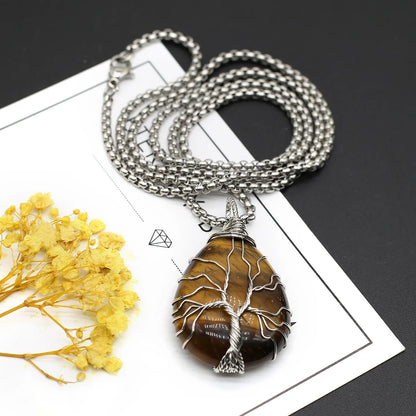 Collar Árbol de la Vida de piedra en gota