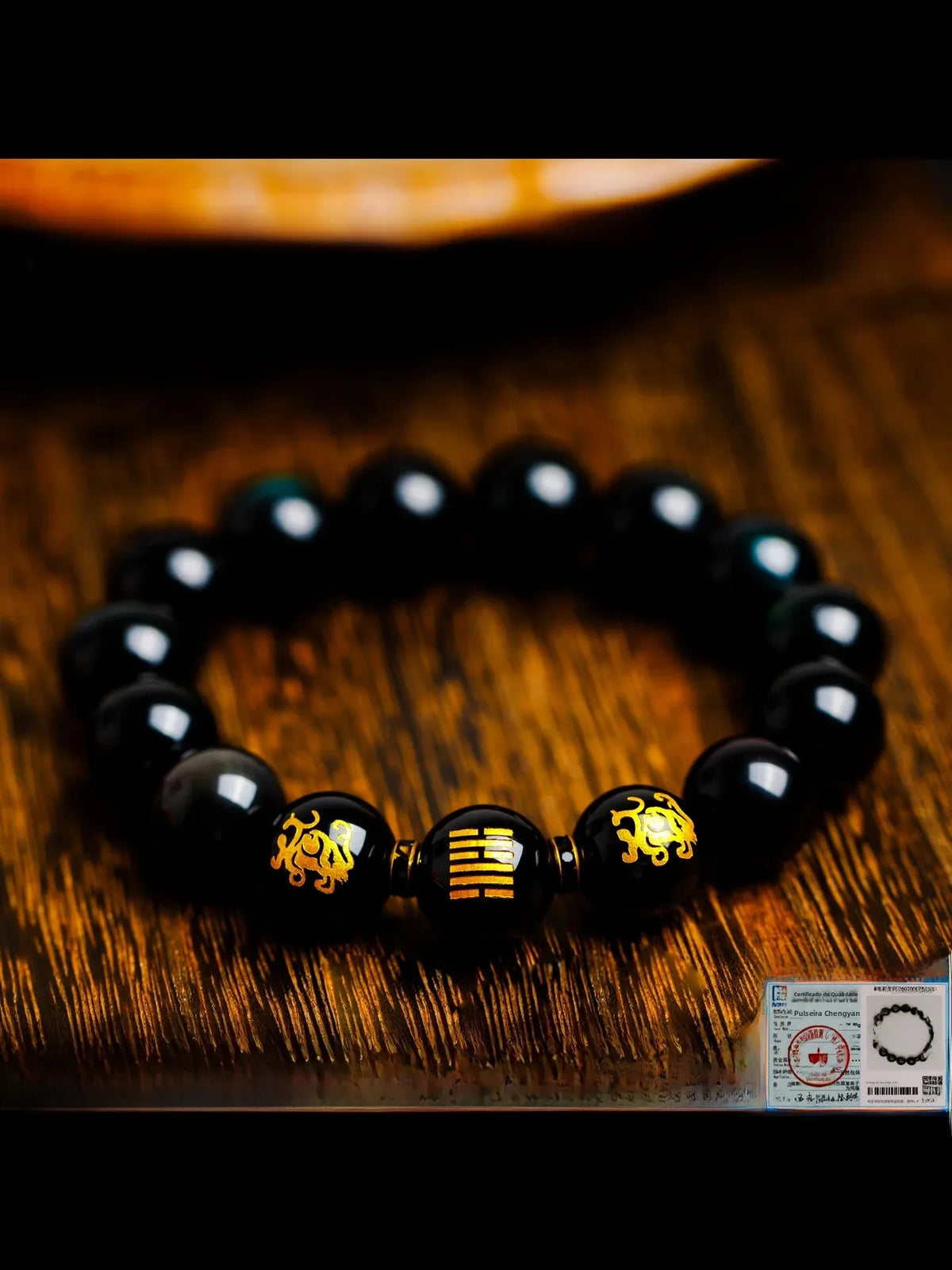 Pulseira de Obsidiana Negra Natural com Olho de Arco-Íris Unissex, Presente de Cristal Preto, Pulseiras para Casais, Joias de...