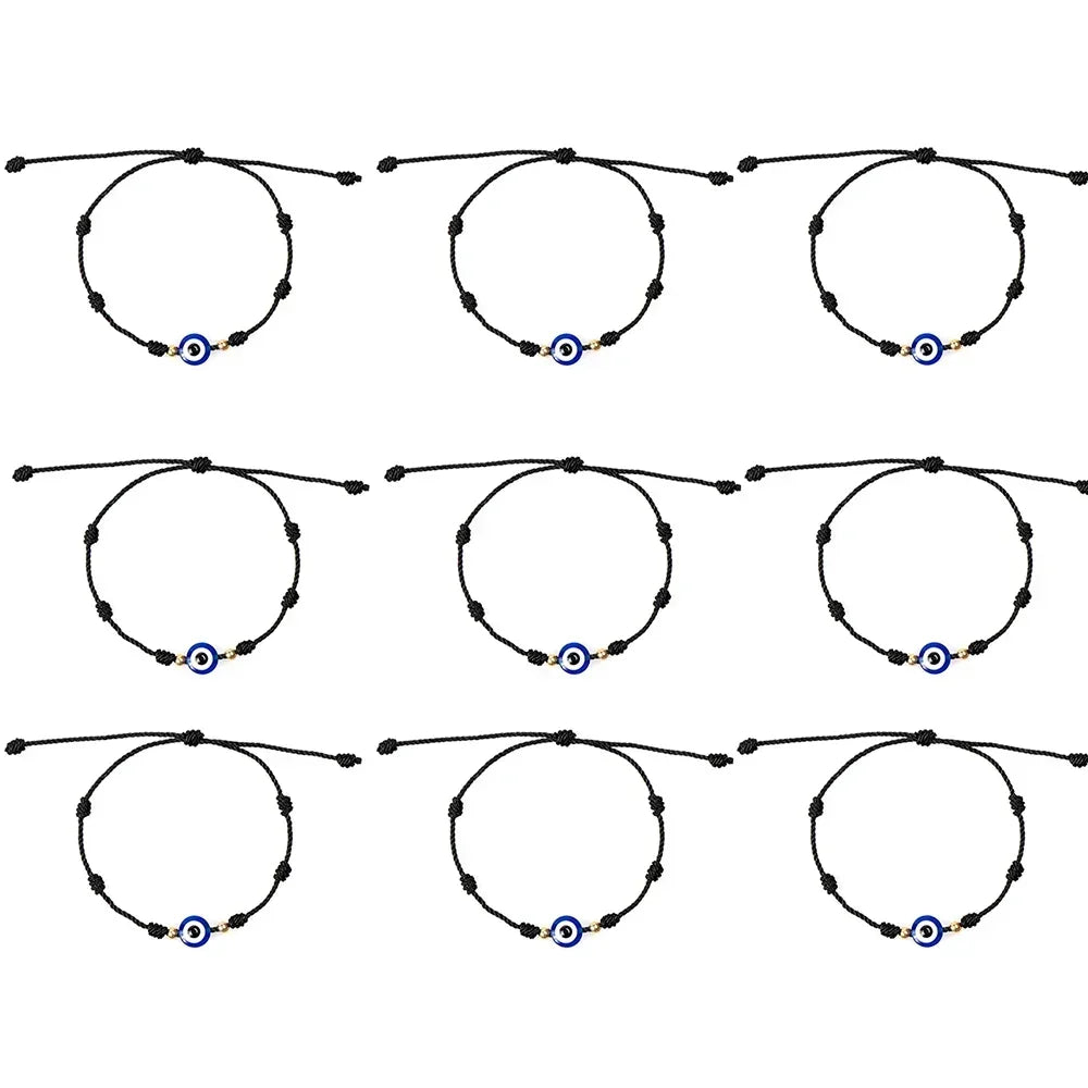 2/12 pçs artesanal turco sorte mau olhado pulseiras para mulheres homens olhos azuis trançado corda vermelha sorte pulseira amizade jóias