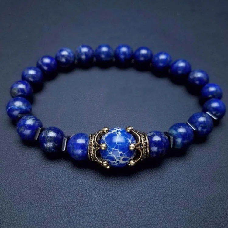 Pulseira de contas de olho de tigre HNSP para homens, pedra natural, corda elástica, joia de mão, acessórios de rosário