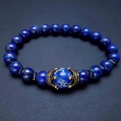Pulseira de contas de olho de tigre HNSP para homens, pedra natural, corda elástica, joia de mão, acessórios de rosário