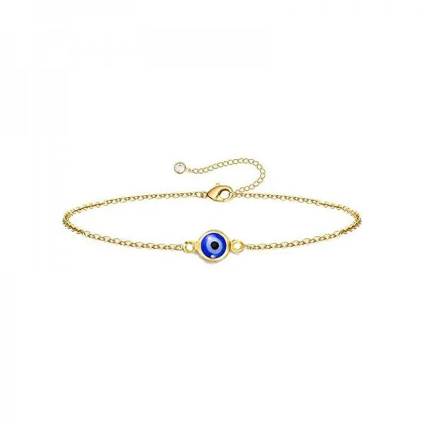 Luxo cor de ouro zircão mau olho azul pulseira moda sorte jóias feminino presente ajustável feito à mão