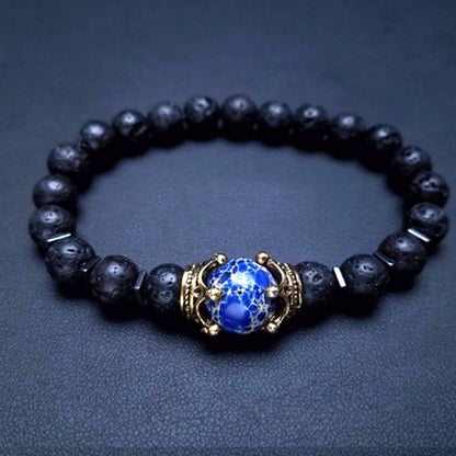 Pulseira de contas de olho de tigre HNSP para homens, pedra natural, corda elástica, joia de mão, acessórios de rosário