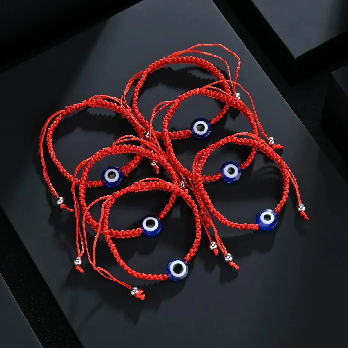 2/12 pçs artesanal turco sorte mau olhado pulseiras para mulheres homens olhos azuis trançado corda vermelha sorte pulseira amizade jóias