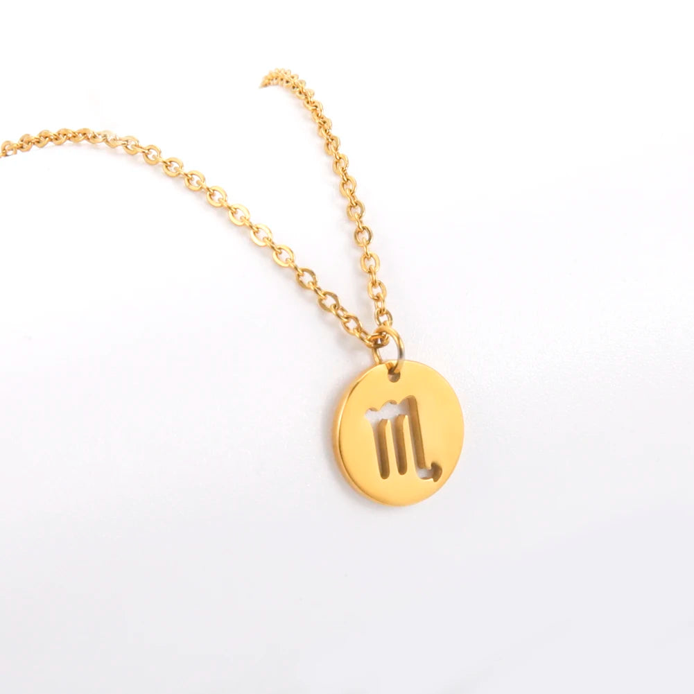Aço inoxidável estrela signo do zodíaco colares 12 constelação gargantilha pingentes áries libra leo collier presente de aniversário