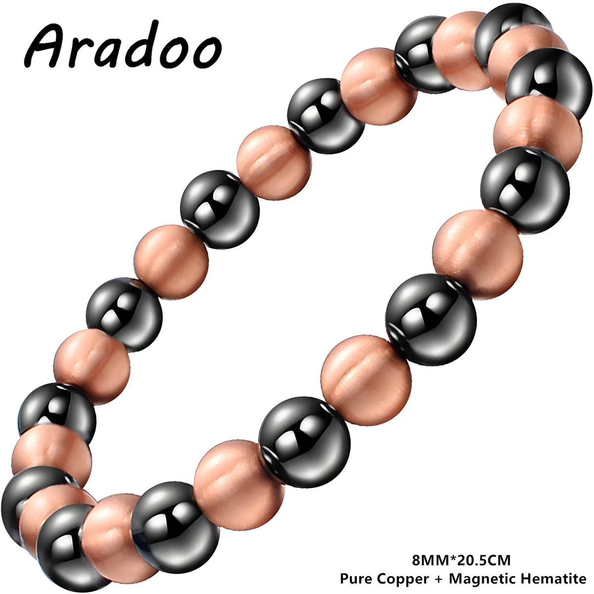Pulseira de contas de cobre puro ARADOO para mulheres e homens, presentes de joias