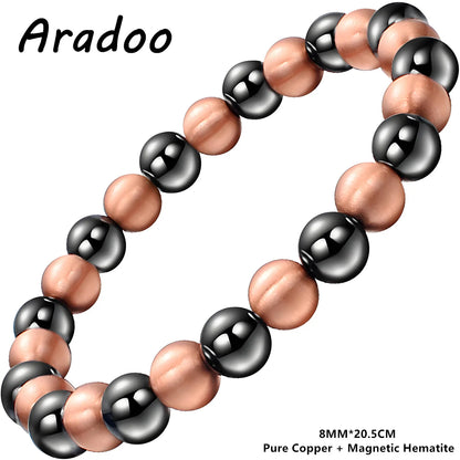 Pulseira de contas de cobre puro ARADOO para mulheres e homens, presentes de joias