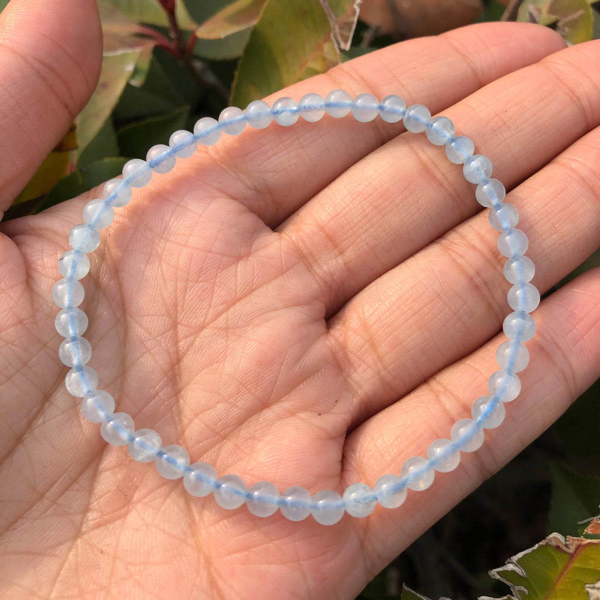 1 pc fengbaowu natural aquamarine pulseira azul contas redondas cristal quartzo cura pedra feminino jóias presente