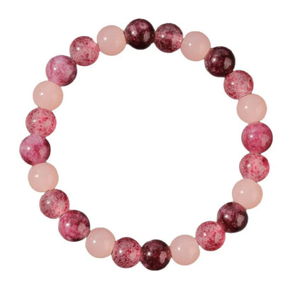 Pulseira de quartzo morango e granada rosa, joias encantadoras para o outono e inverno, presentes para namorada, pulseiras de pedra natural