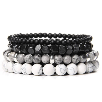 Conjunto de pulseras de cuentas y cuero