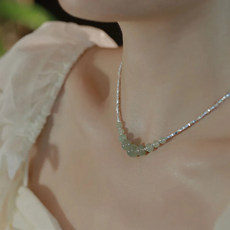 Colares de prata esterlina 925 para mulheres, com pingente de jade, cor dourada, corrente ajustável, joias de luxo, presente romântico.