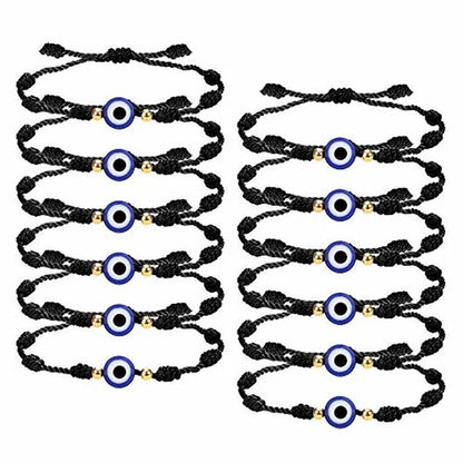 12 Pulseiras Olho Grego Vermelhas para Casal, Femininas e Masculinas, com 7 Nós da Sorte, Feitas à Mão, de Fio Trançado Ajustável, Joia de Amizade Familiar