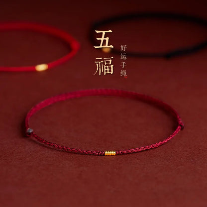 Pulseira Lucky Bead de Cobre trançado à mão, corda vermelha, fivela simples, original étnico, acessório feminino, casal