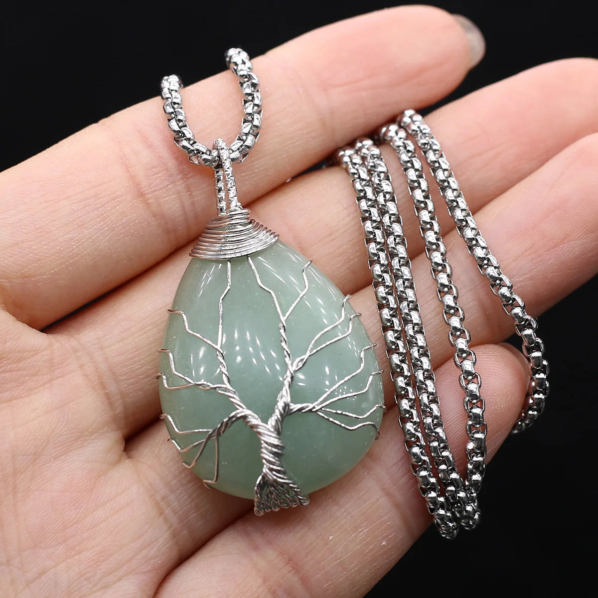 Collar Árbol de la Vida de piedra en gota