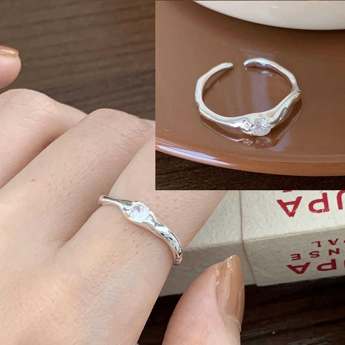 Anillo minimalista de piedra lunar