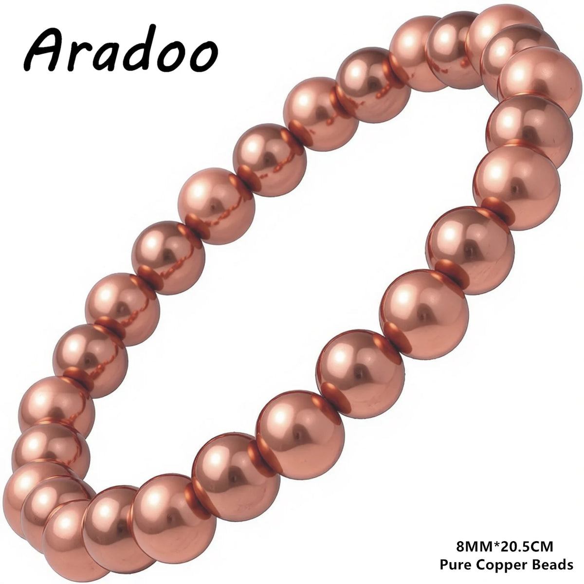 Pulseira de contas de cobre puro ARADOO para mulheres e homens, presentes de joias