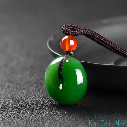 Natural verde jade fivela de segurança pingente colar mão-esculpida charme jadeite jóias moda amuleto presentes para homens mulheres jóias