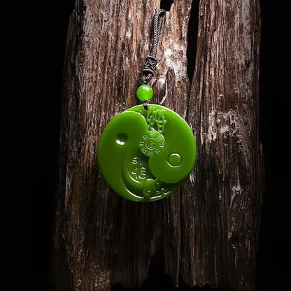 Natural Verde Jade Taiji Bagua Colar Pingente, Entalhado Charme, Jadeite Jóias, Amuleto, Presentes de Moda para Homens e Mulheres
