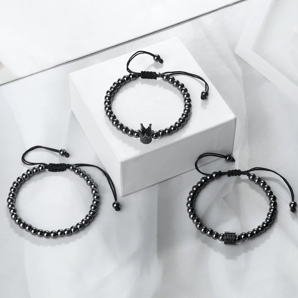 Pulseiras de cobre para homens e mulheres, Pulseiras budistas tibetanas artesanais, Amizade, Casais Moda, Jóias Presente, 3 peças por conjunto