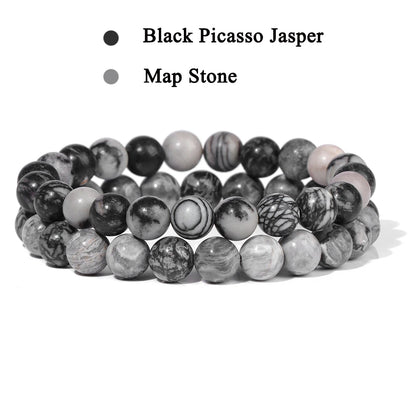 Conjunto de 2 pulseras de piedra de 8 mm
