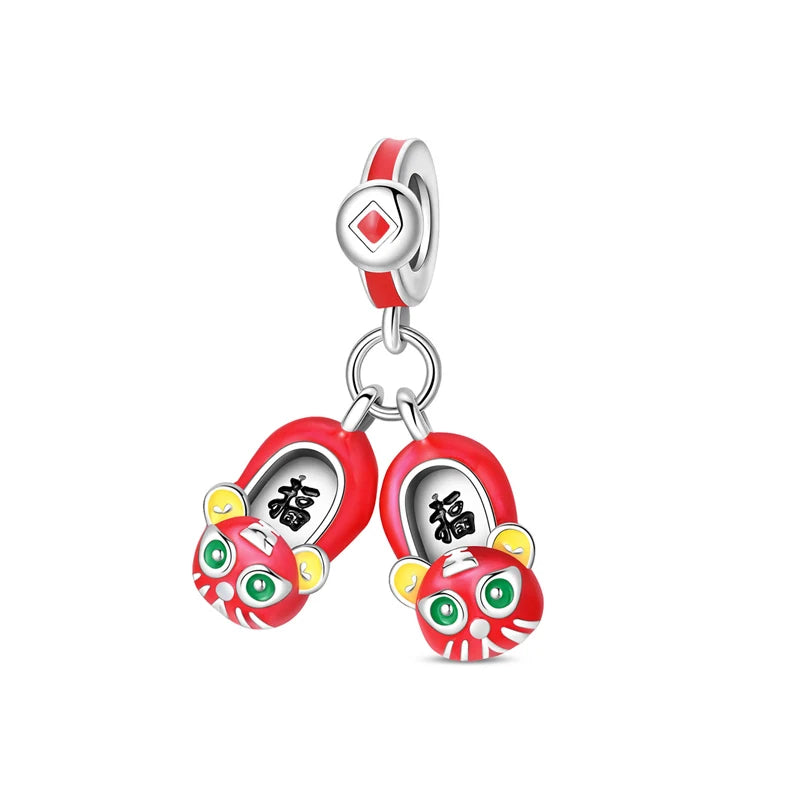 Charms Originais de Prata Esterlina 925, Pingente de Gato da Sorte, Boneca Japonesa, Presente de Ano Novo, Pulseiras e Colares para Mulheres, Joias