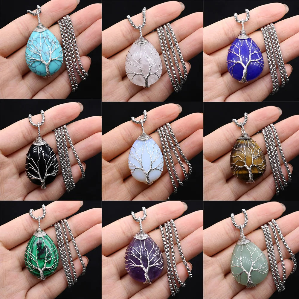 Collar Árbol de la Vida de piedra en gota