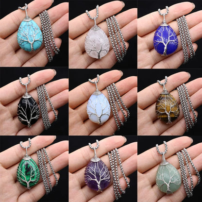 Collar Árbol de la Vida de piedra en gota
