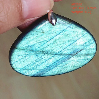 Colar de Pingente de Labradorita Azul Natural em Formato de Gota com Brilho para Mulheres e Homens AAAAAA