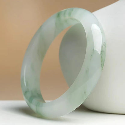 Gelo Transparente Tianshan Jade Pulseira, Pulseira Flor Faixa Larga para Namorada