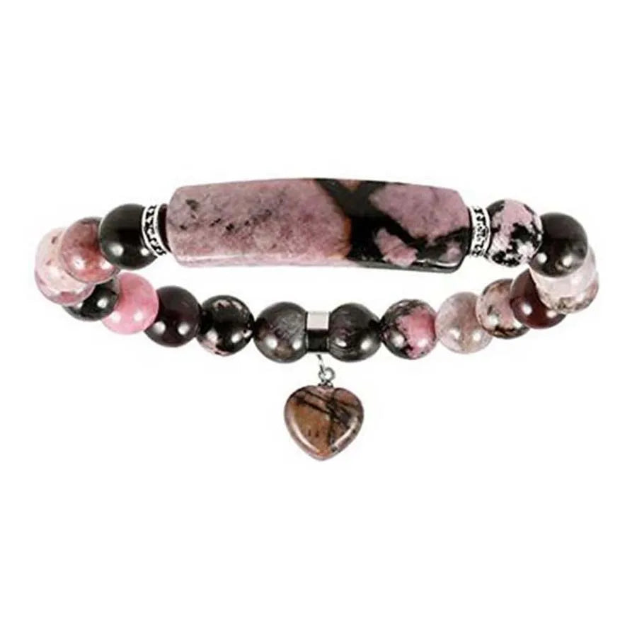 Fluorita Natural Rosa Cristal Quartzo Pulseira, Reiki Dangle, Contas Redondas, Pulseiras de Pedra, Coração do Amor, Jóias para Mulheres, Meninas, Homens