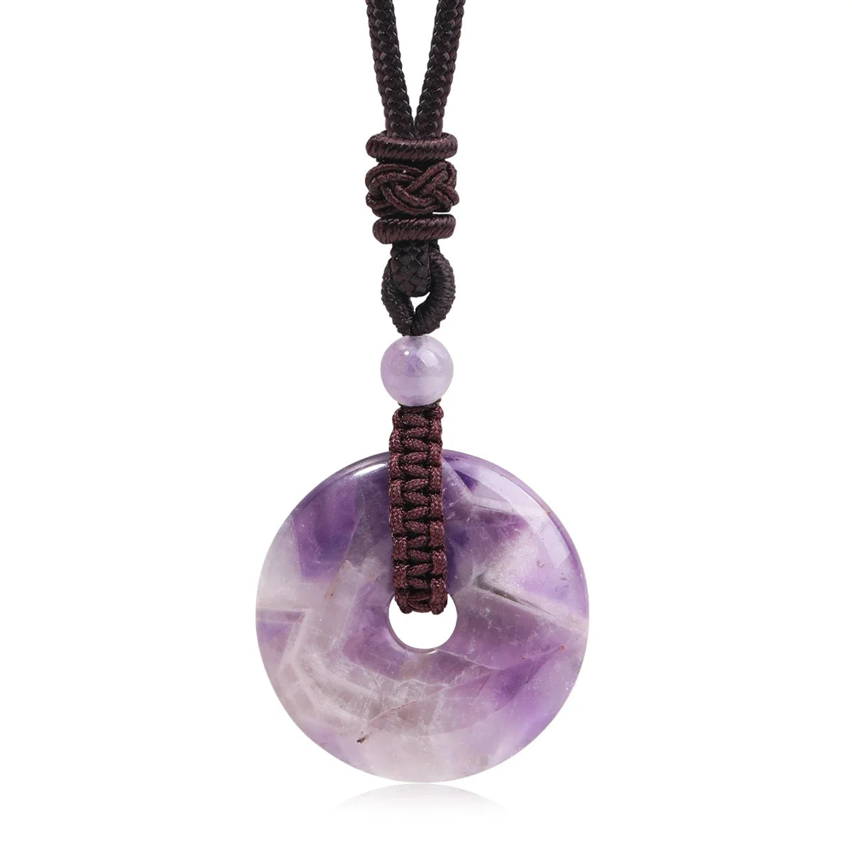 Pedra natural ametista olho de tigre colar pingente moda masculina e feminina colar paz nó chinês colar presente