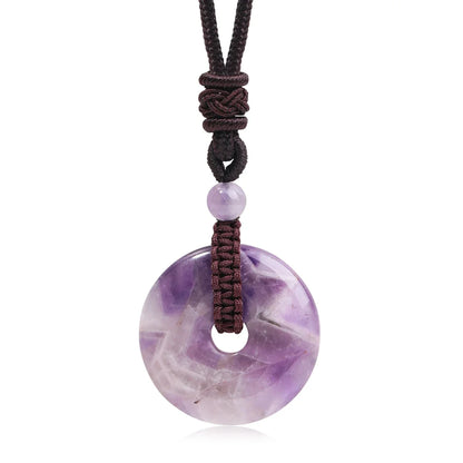 Pedra natural ametista olho de tigre colar pingente moda masculina e feminina colar paz nó chinês colar presente