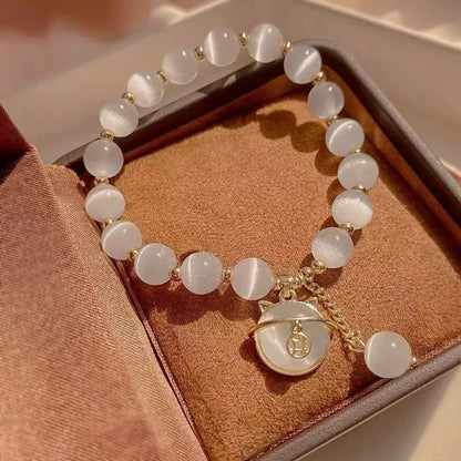 Branco natural real jade sorte gato pulseira charme jóias designer pulseira moda amuleto acessórios de pedras preciosas presentes para mulher