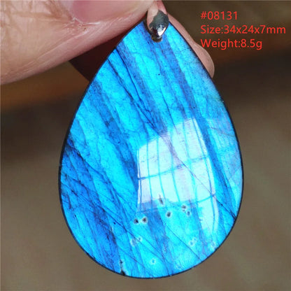 Colar de Pingente de Labradorita Azul Natural em Formato de Gota com Brilho para Mulheres e Homens AAAAAA