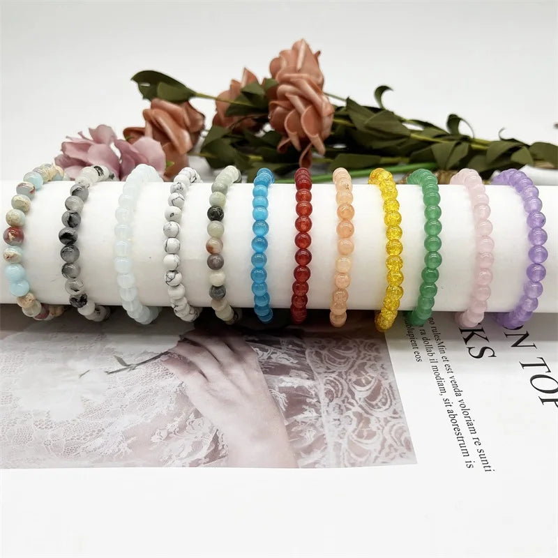 Pulseira de contas de pedra natural, com ametista, olho de tigre, cristal de quartzo e ágata, pulseiras de contas de pedras preciosas, joias para mulheres, para reiki e cura, presente para casais.