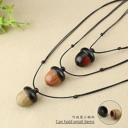 Novo criativo colar pinha retro ébano bolota pingente caixa arte design colar pingente rotativo desejando garrafa acessório
