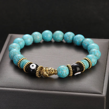 Pulsera de Buda y ojo turco de 10 mm