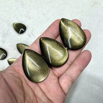 Colar de Obsidiana Dourada, Pingente de Pedra Preciosa Natural, Joia para Mulheres e Homens, Presente por Atacado!