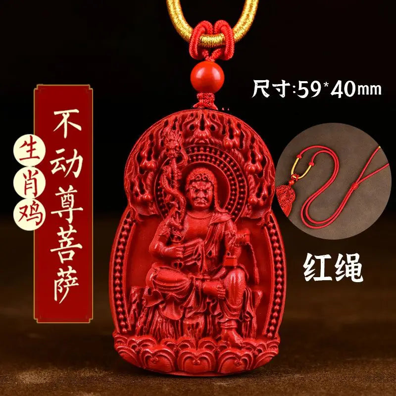 Natural Verdadeiro Cinábrio Buda Pingente para Homens e Mulheres, Natural Buda Hoid, Deus Guardião, Big Sun, Tathagata Hyun, Amitabha