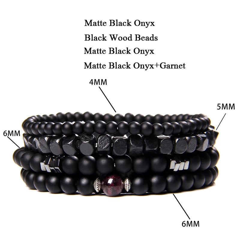 Conjunto de pulseras de cuentas y cuero
