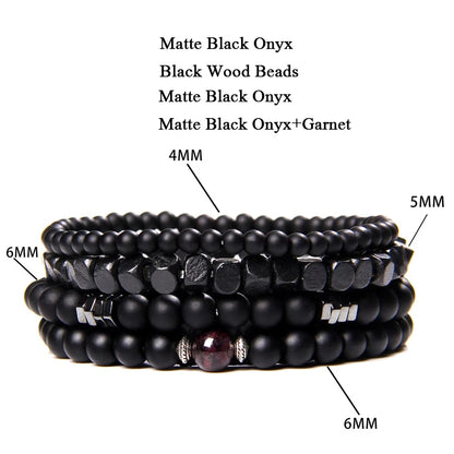 Conjunto de pulseras de cuentas y cuero