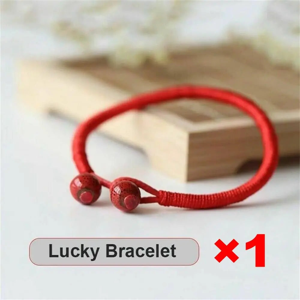 Lucky Beads Pulseira Corda Vermelha para Homens e Mulheres, Amuleto de Cordas Artesanais, Cordão Kabbalah, Pulseira de Tecer