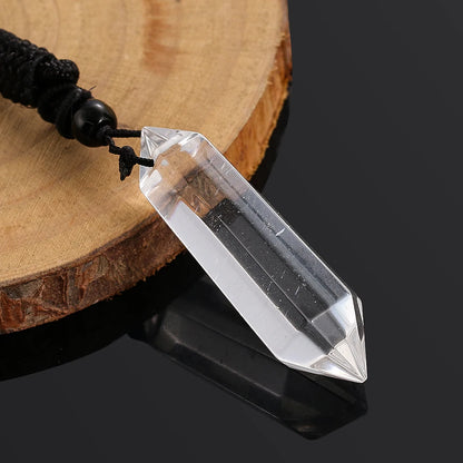 Duplo Pointed Natural Cristal Branco Quartzo Colar Pingente, Colar Geometria, Herkimer, Energia Pedra, Reiki Chakras Dangle, Gargantilha Jóias