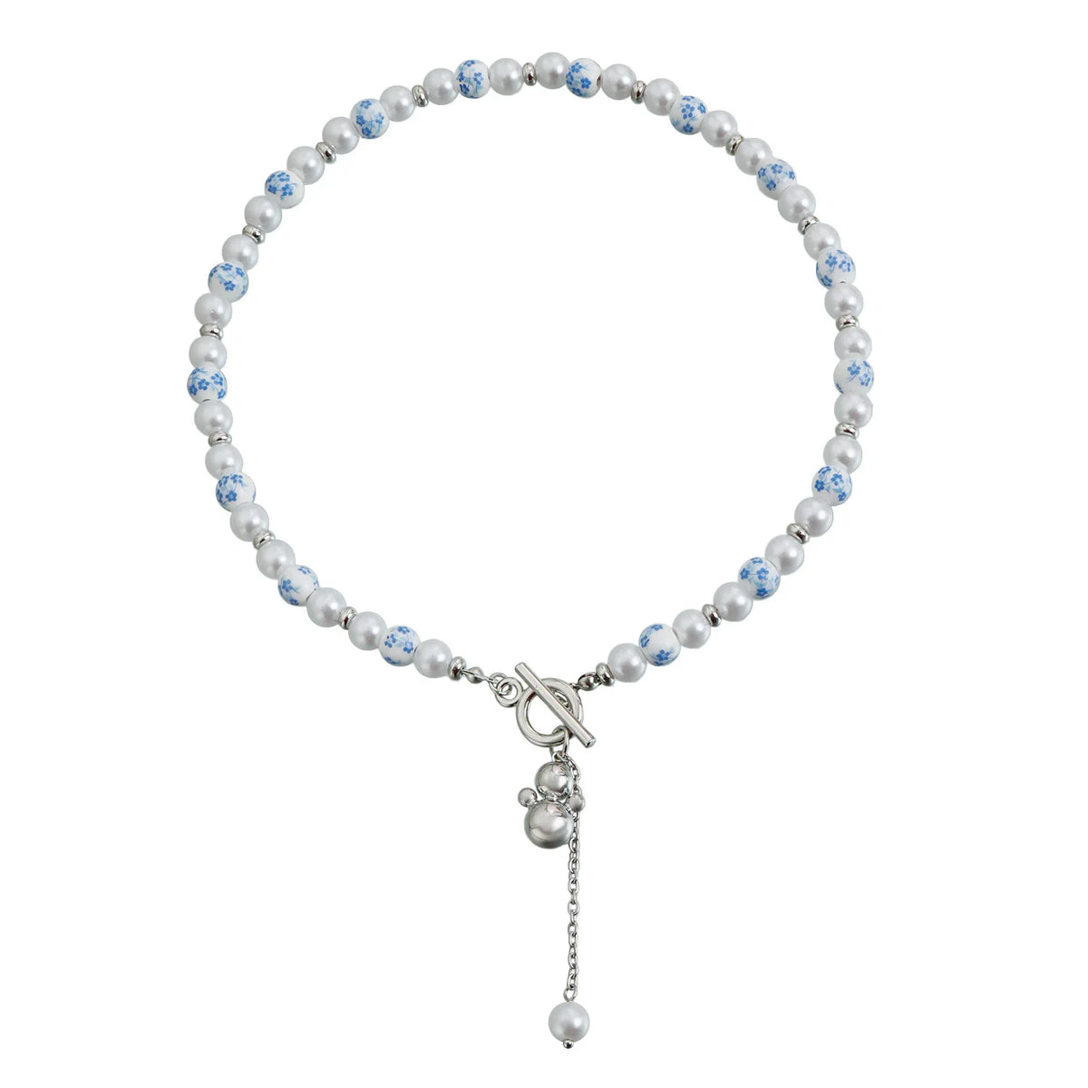 Novo colar com pingente de cabaça em estilo chinês para mulheres, com porcelana azul e branca e pérolas artificiais, joia de pescoço moderna e elegante.