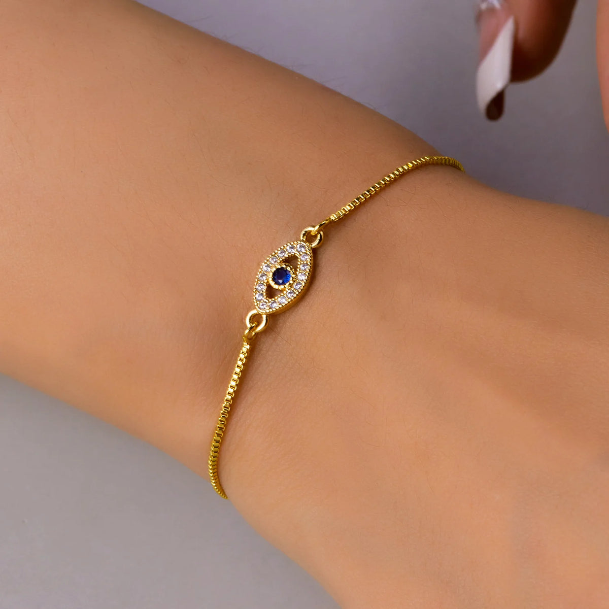 Luxo cor de ouro zircão mau olho azul pulseira moda sorte jóias feminino presente ajustável feito à mão