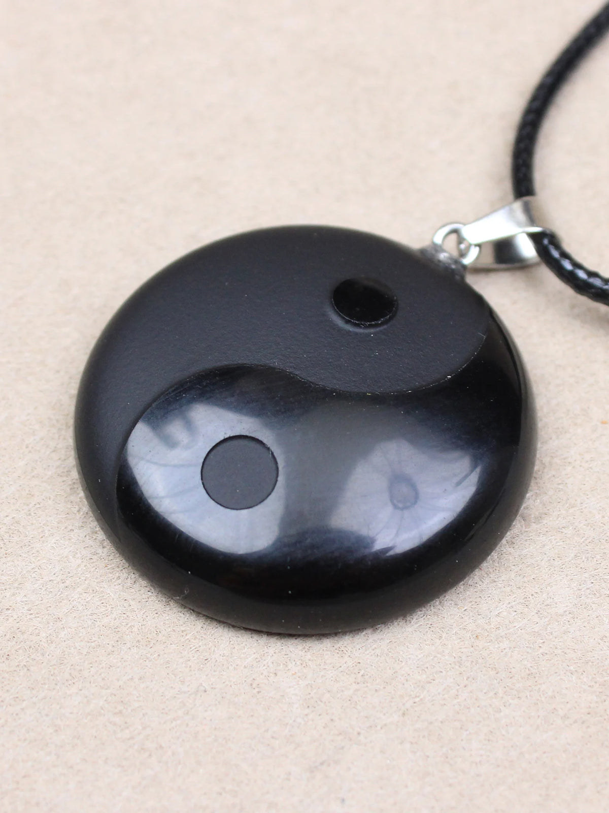 Colar com Pingente de Cristal Obsidiana Negra Tai Chi Ba Gua para Casais, Design Simples, Acessório de Joalheria Unissex em F...