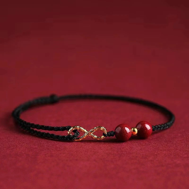 Moda simples sorte vermelho pulseiras para mulheres e homens artesanal corda infinito koi pulseira ajustável riqueza jóias presente