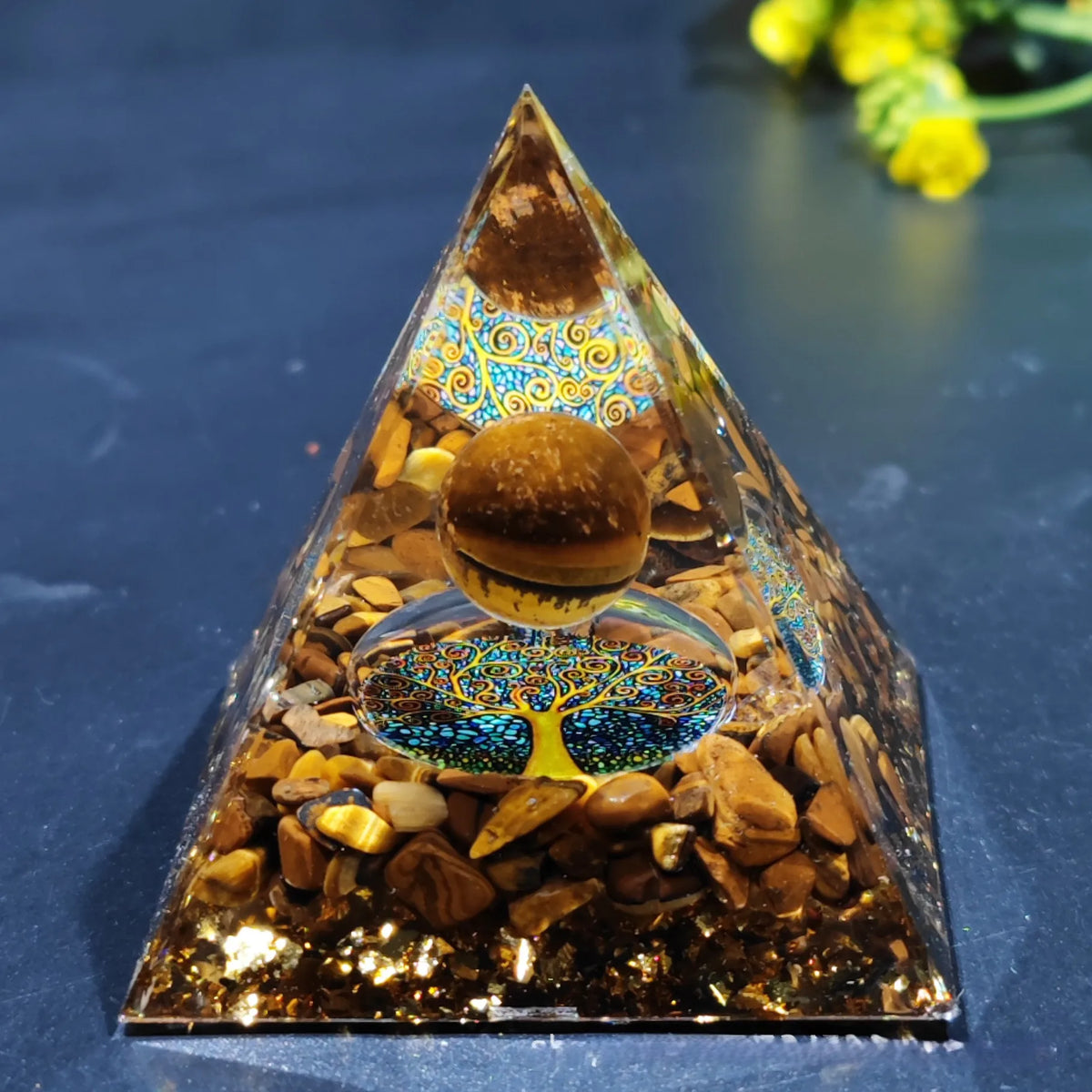 Pirámide Loto · Orgonita Decorativa