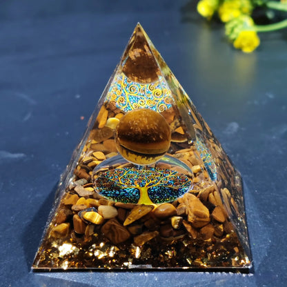 Pirámide Loto · Orgonita Decorativa